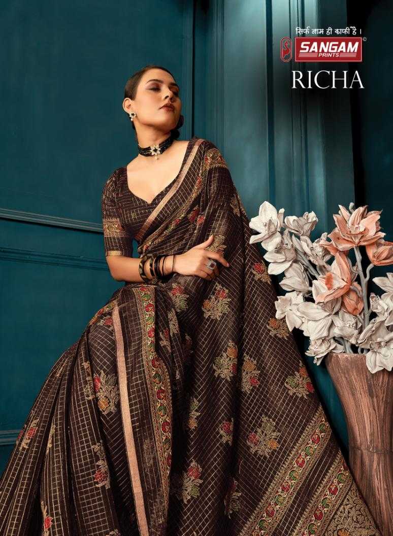 sangam prints richa cotton digital printed sari wholesaler