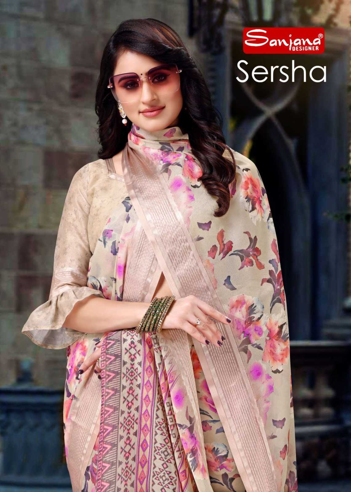 sanjana designer sersha silk digital print sarees collection
