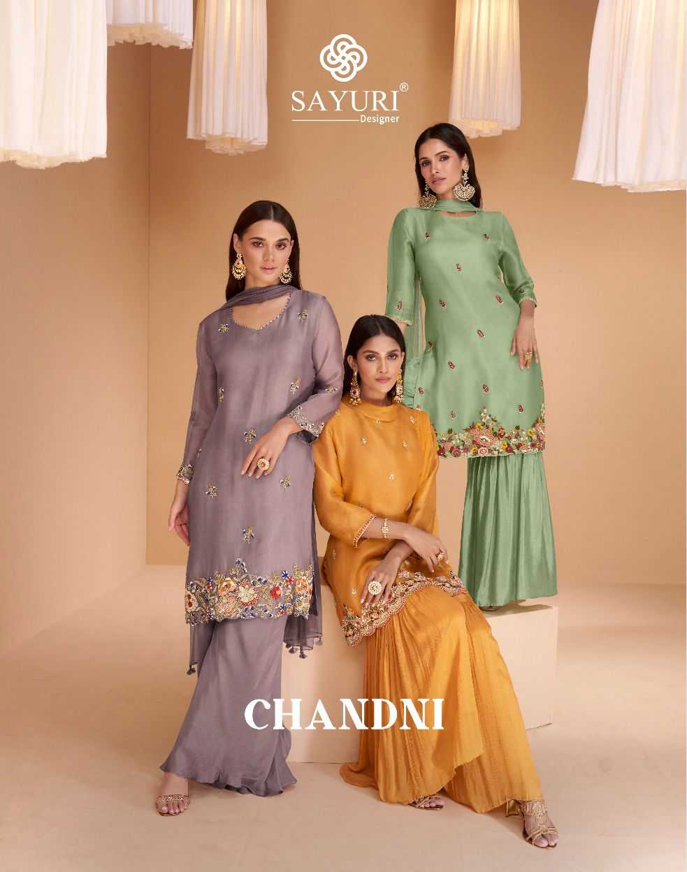 sayuri designer chandni readymade traditional sharara style salwar kameez 