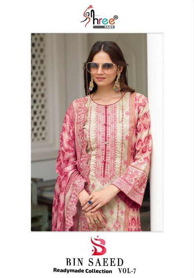 shree fab bin saeed lawn collection vol 7 readymade pakistani lawn embroidery suits 