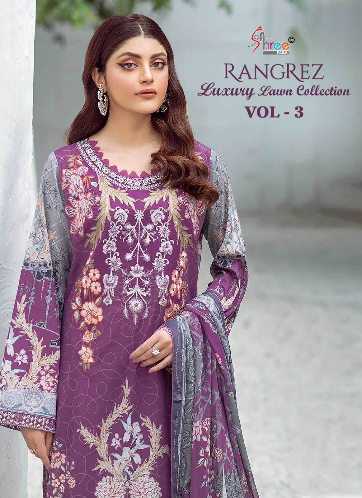 shree fab rangrez luxury lawn collection vol 3 pakistani patch work dress material