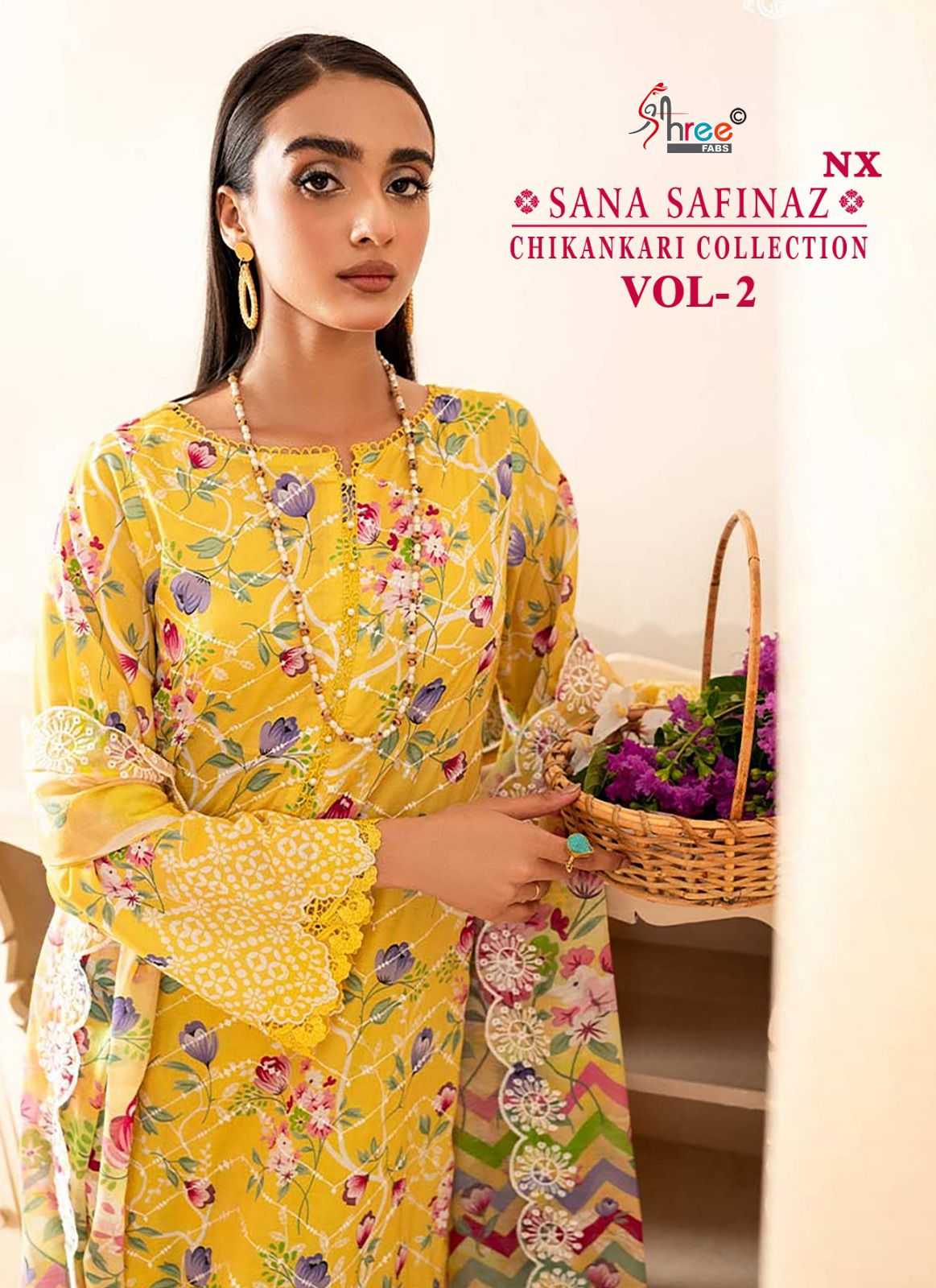 shree fab sana safinaz chikankari collection vol 2 nx cotton embroidery unstitch ladies suit