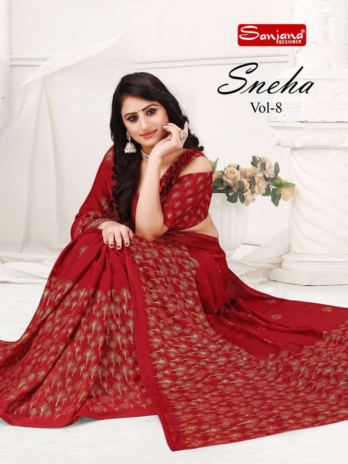 sneha vol 8 by sanjana designer fancy casual sarees collection