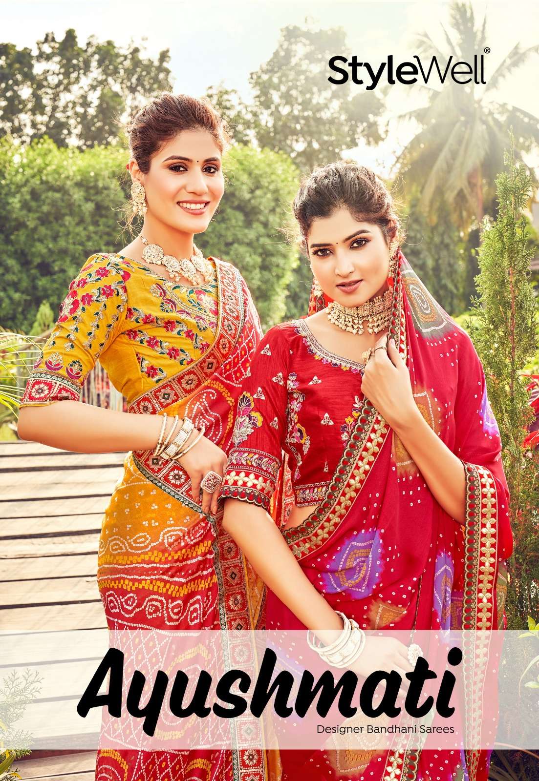 stylewell aayushmati 8081-8086 traditional festive wear moss chiffon sarees