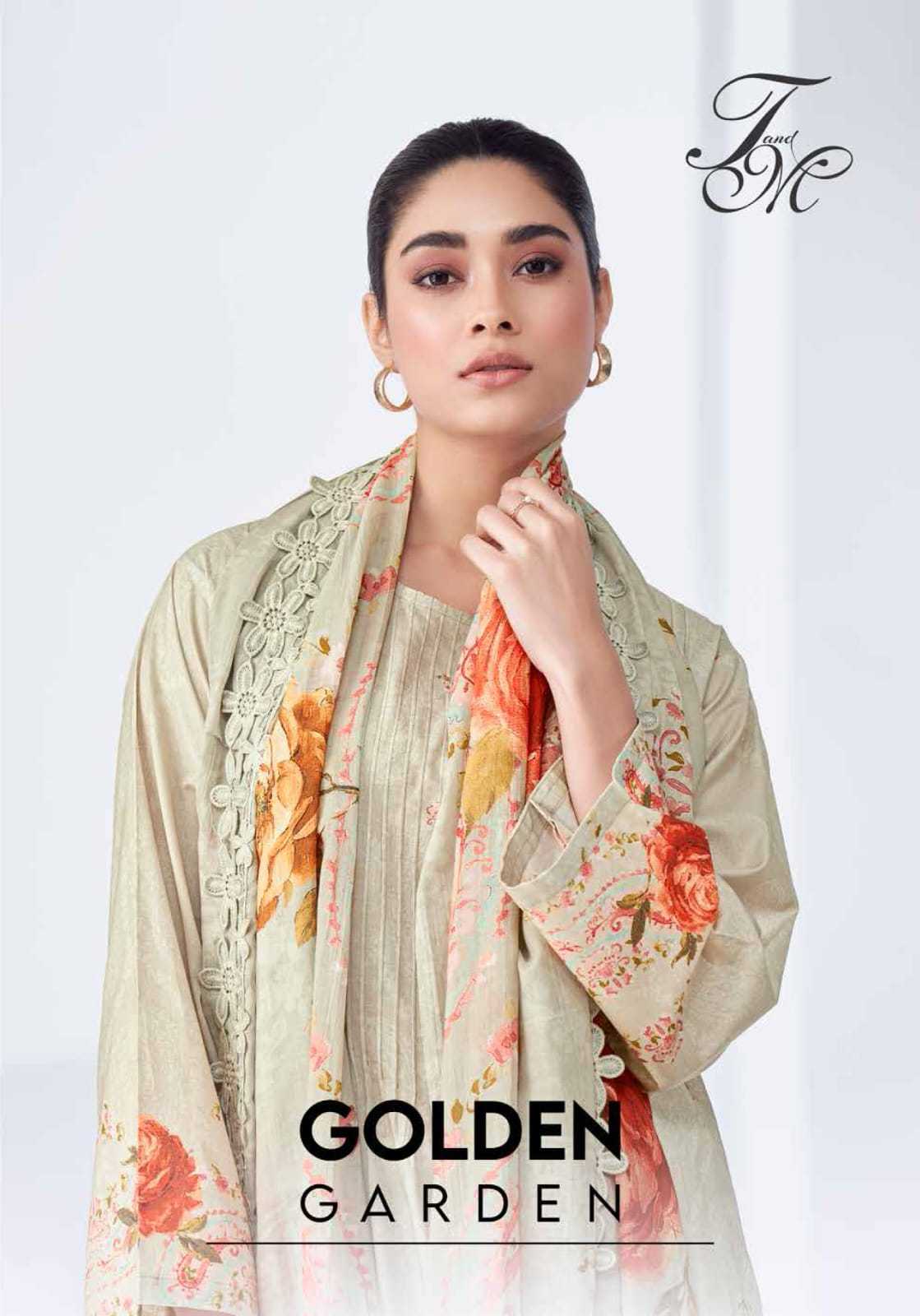 t&m golden garden deisgner digital print cotton lawn dress material