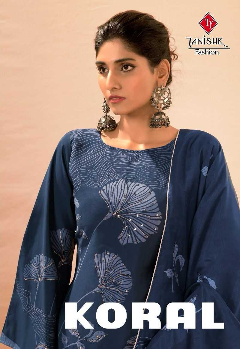 tanishk fashion koral party wear print with handwork dress material