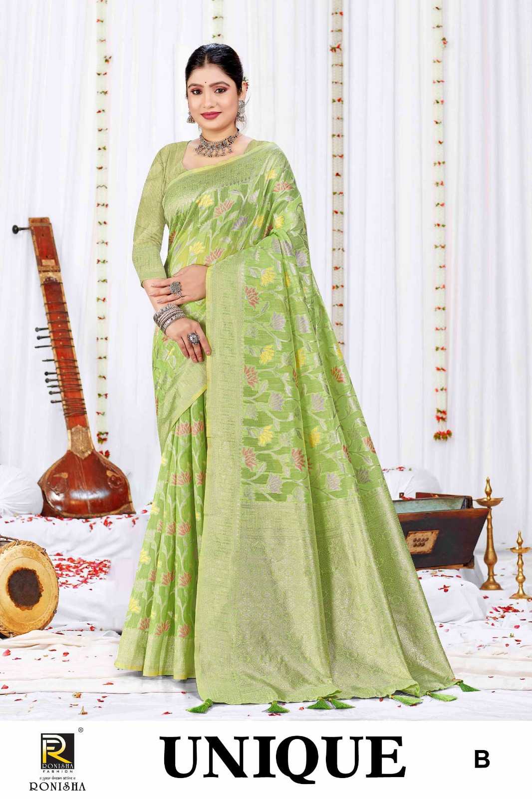 UNIQUE  BY RANJNA SAREE BANARASI SILK PREMIUM FABRICS SUPER HIT COLLECTION SAREES