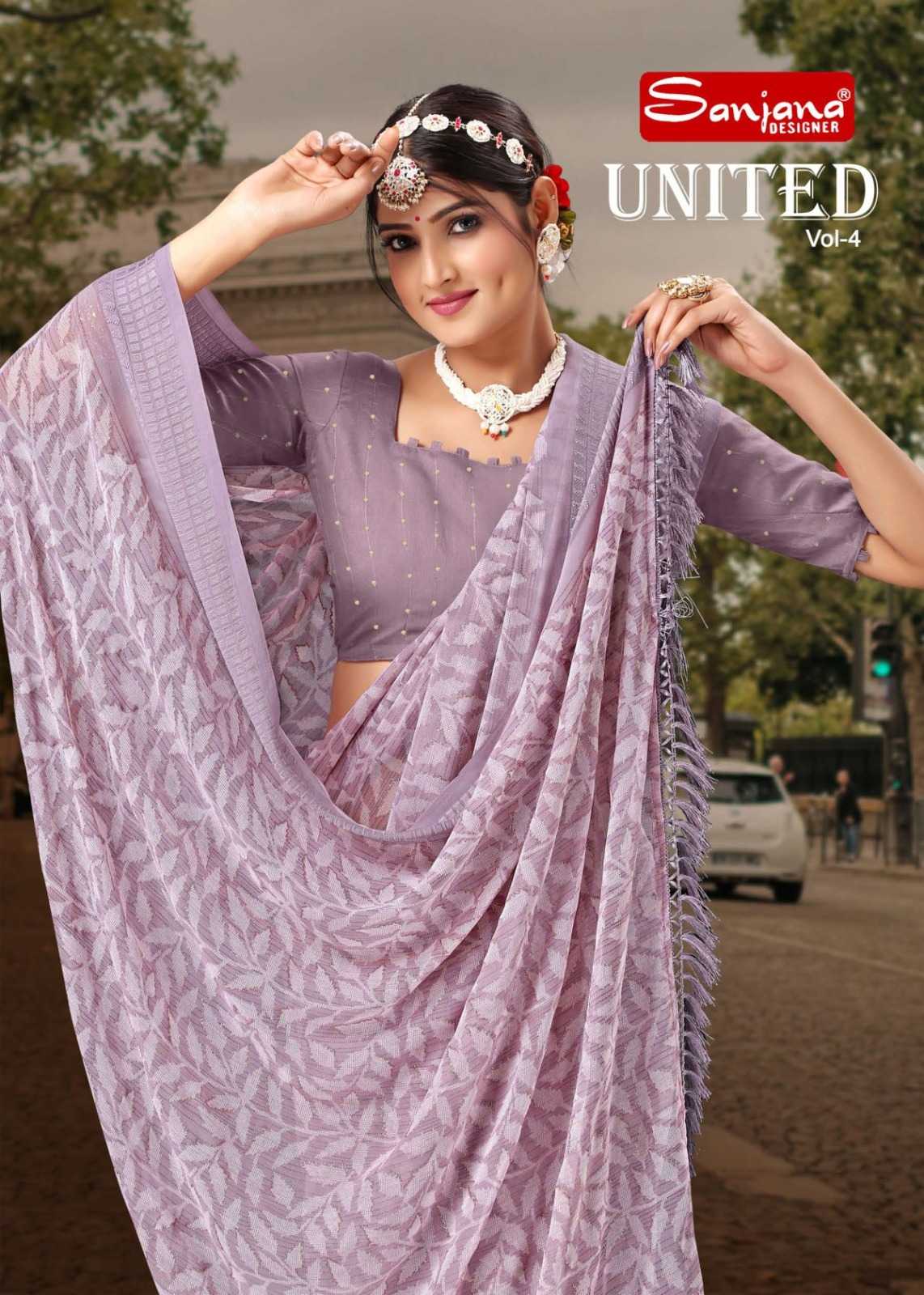 united vol 4 by sanjana designer casual fancy sarees supplier