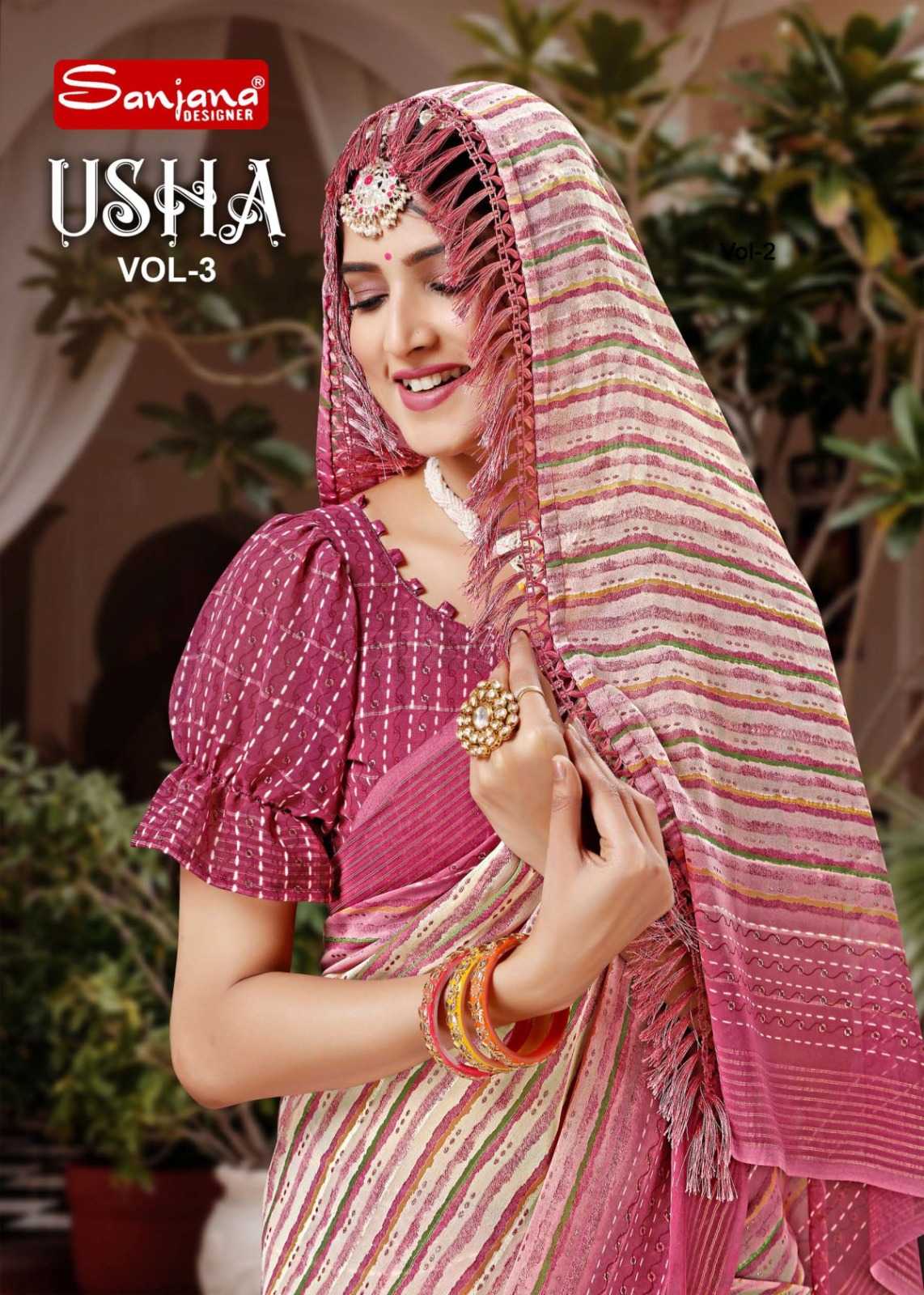 usha vol 3 by sanjana designer fancy casual sarees supplier