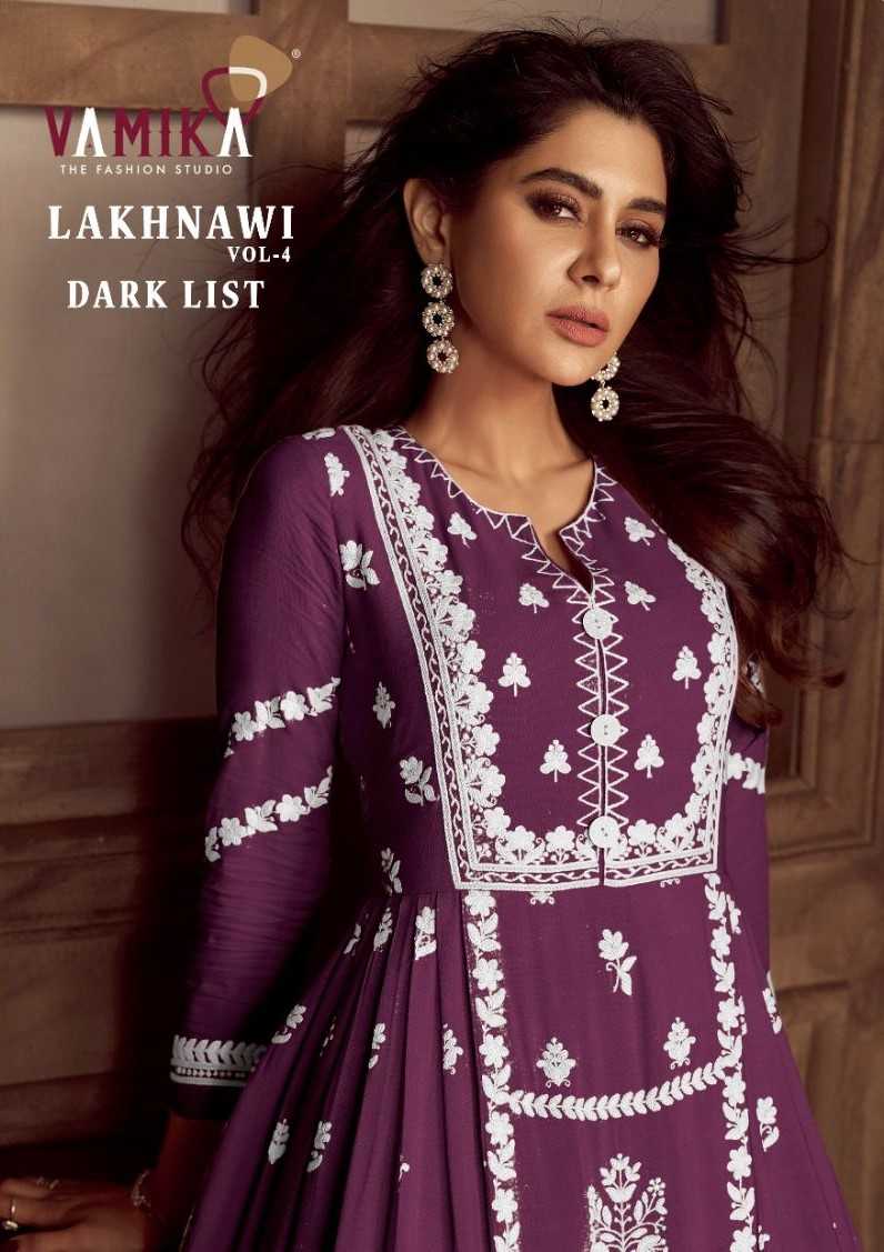 vamika lakhnawi vol 4 dark list readymade kurti plazzo dupatta designer collection