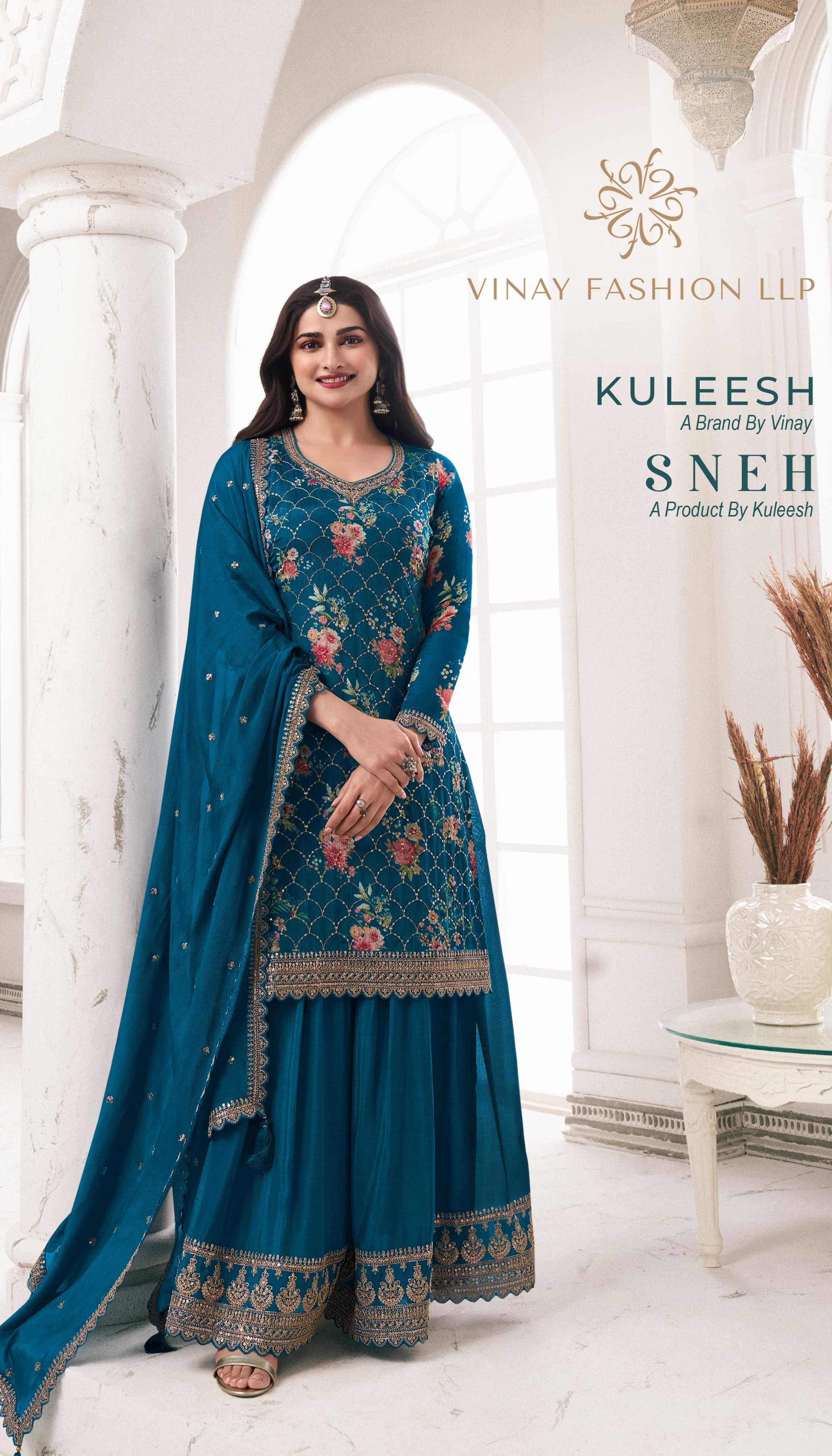 vinay fashion kuleesh sneh designer sharara style unstitch salwar kameez collection