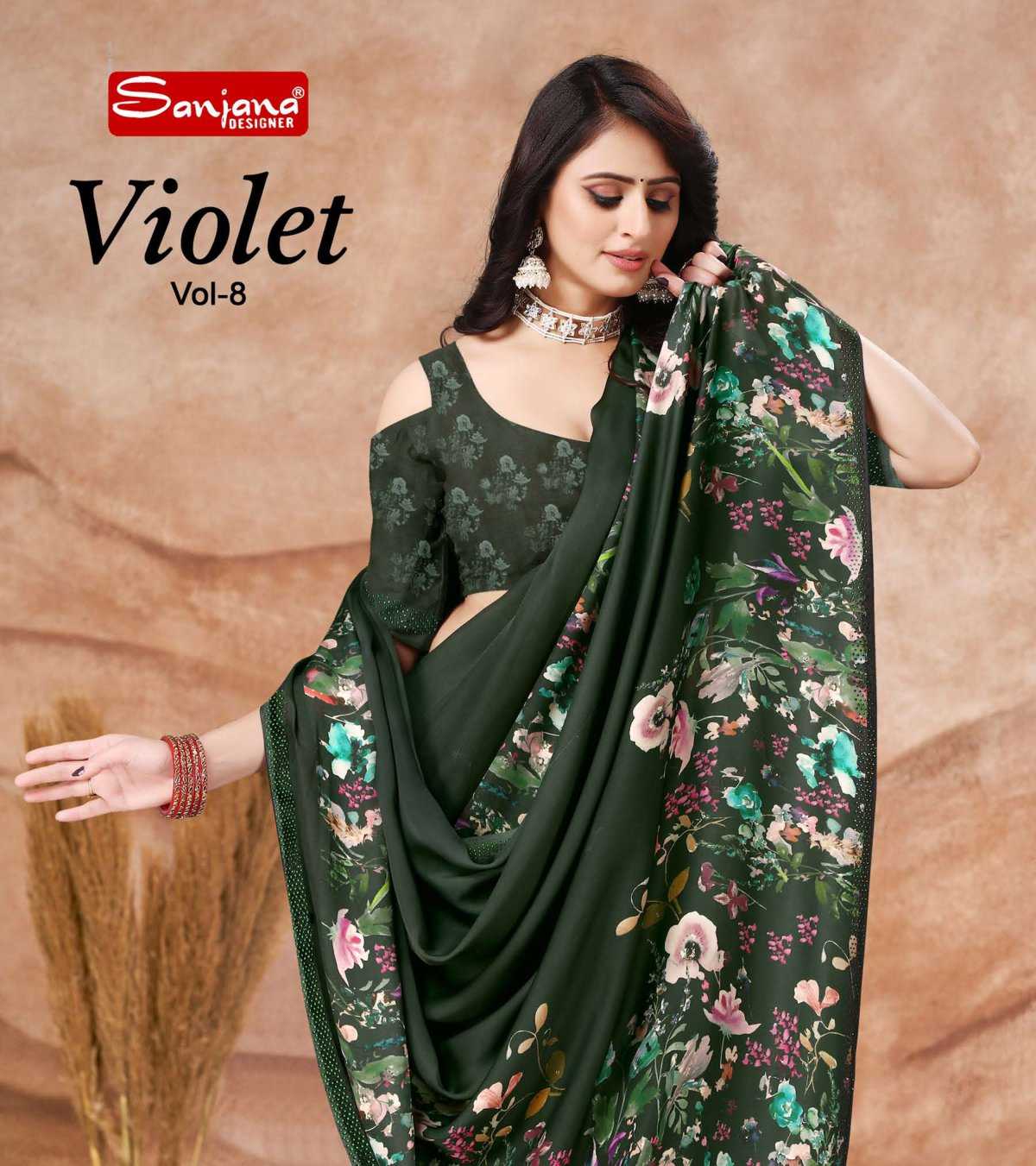 violet vol 8 by sanjana designer beautiful satin georgette sarees