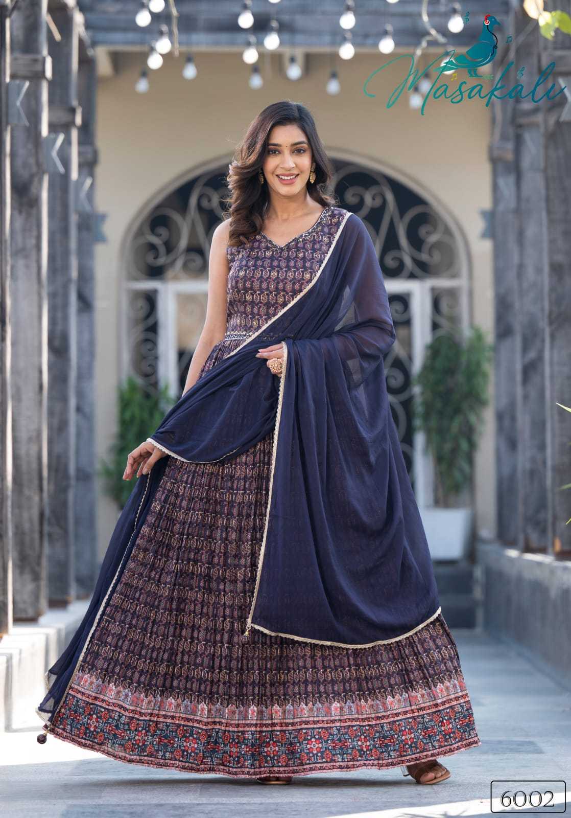 virasat masakali vol 6 fullstitch exclusive designer long flair gown with dupatta