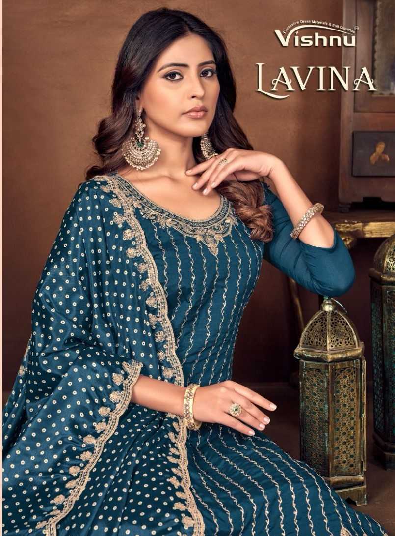 vishnu impex lavina designer festive wear heavy work dress material