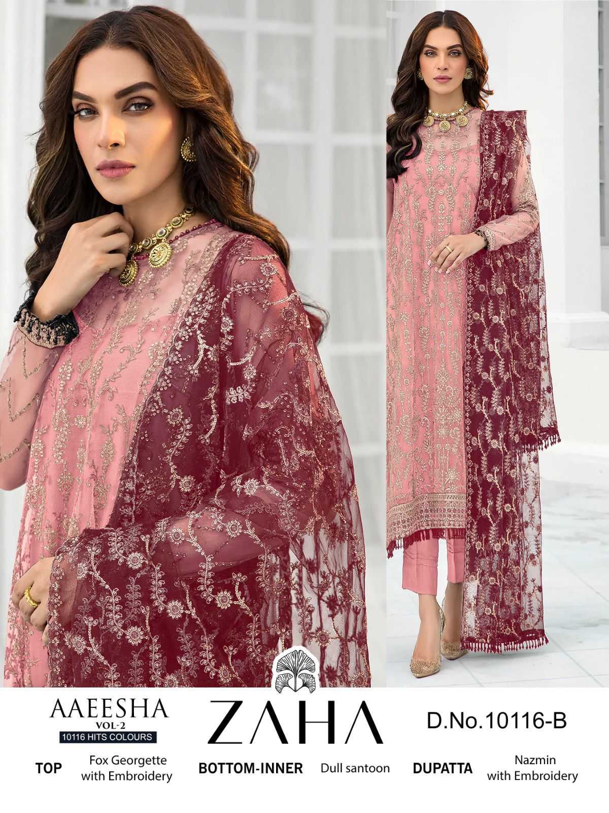 zaha 10116 b pakistani designer heavy embroidery dress material single design