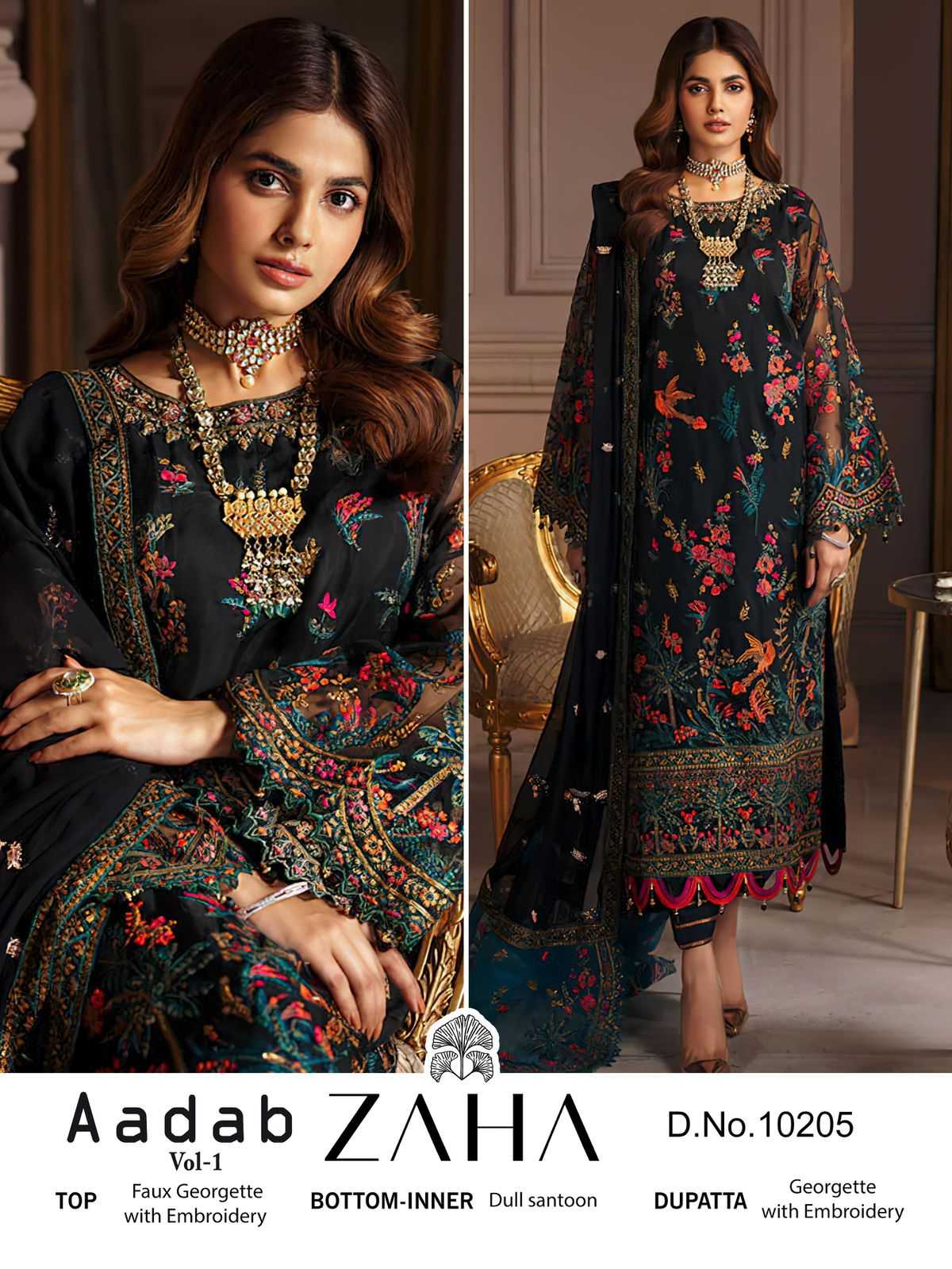 zaha 10205 beautiful pakistani single design unstitch ladies suit