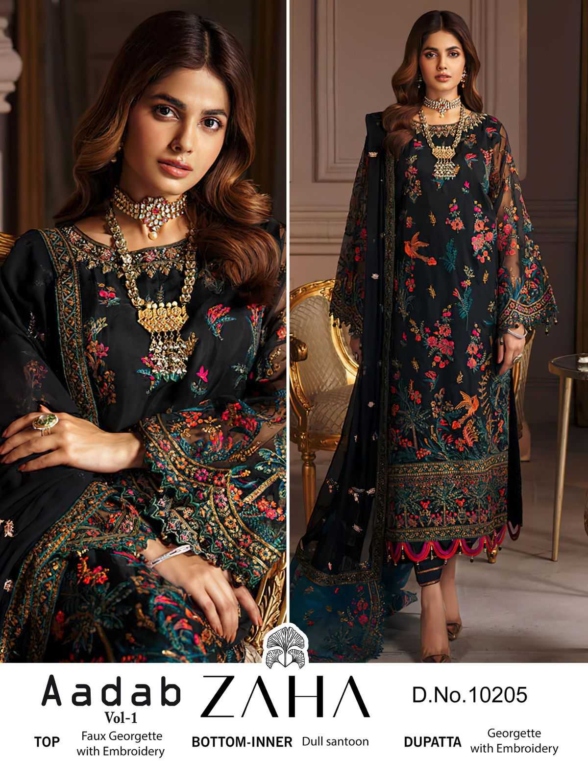 aadab vol 1 by zaha 10205 beautiful single design unstitch pakistani ladies suit