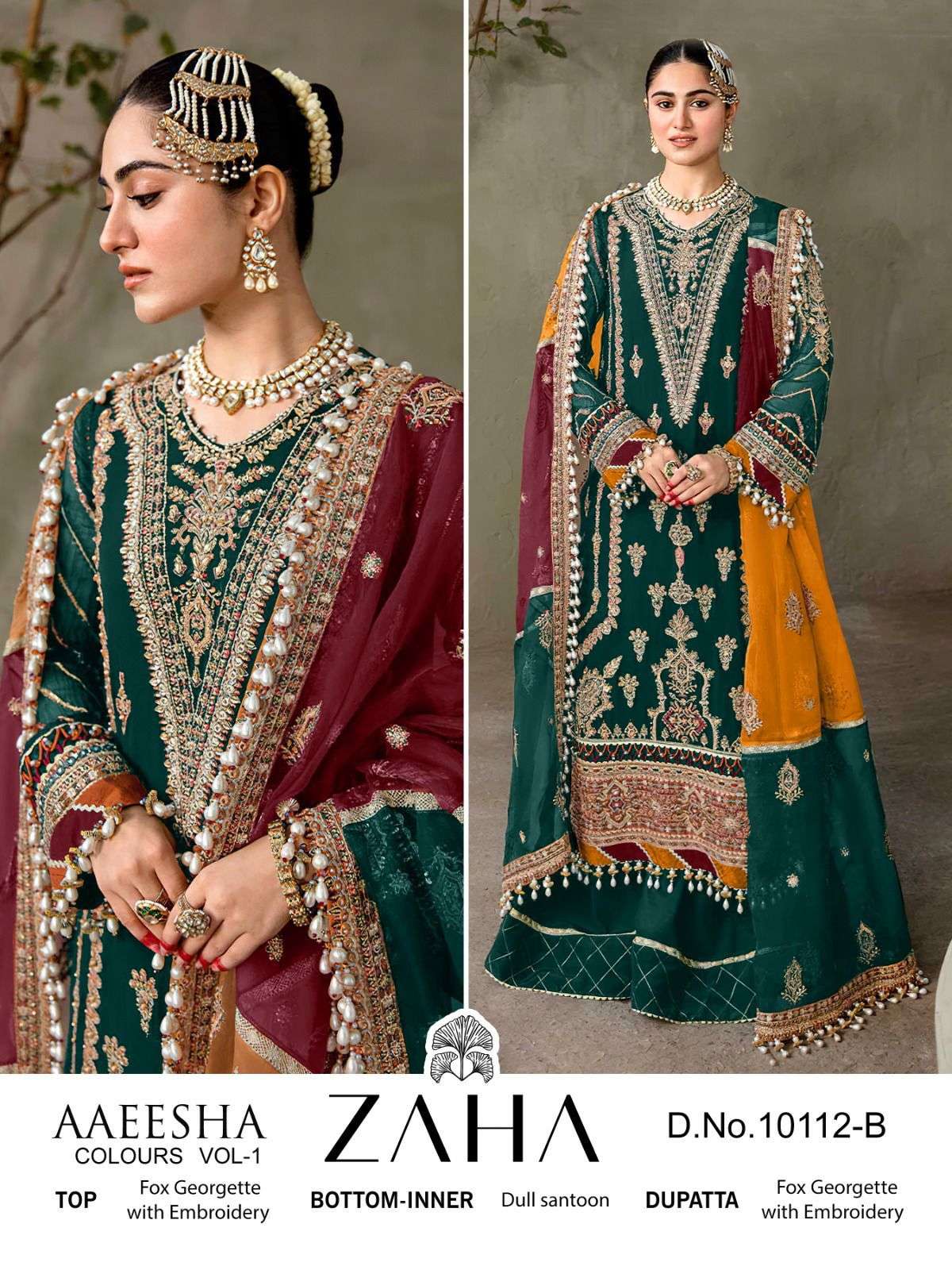 zaha aaeesha vol 1 10112b designer single pakistani suit  
