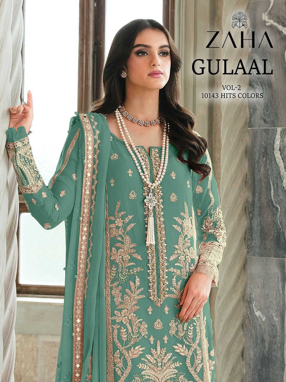 zaha gulaal vol 2 10143 efgh hit colours pakistani embroidery unstitch suit