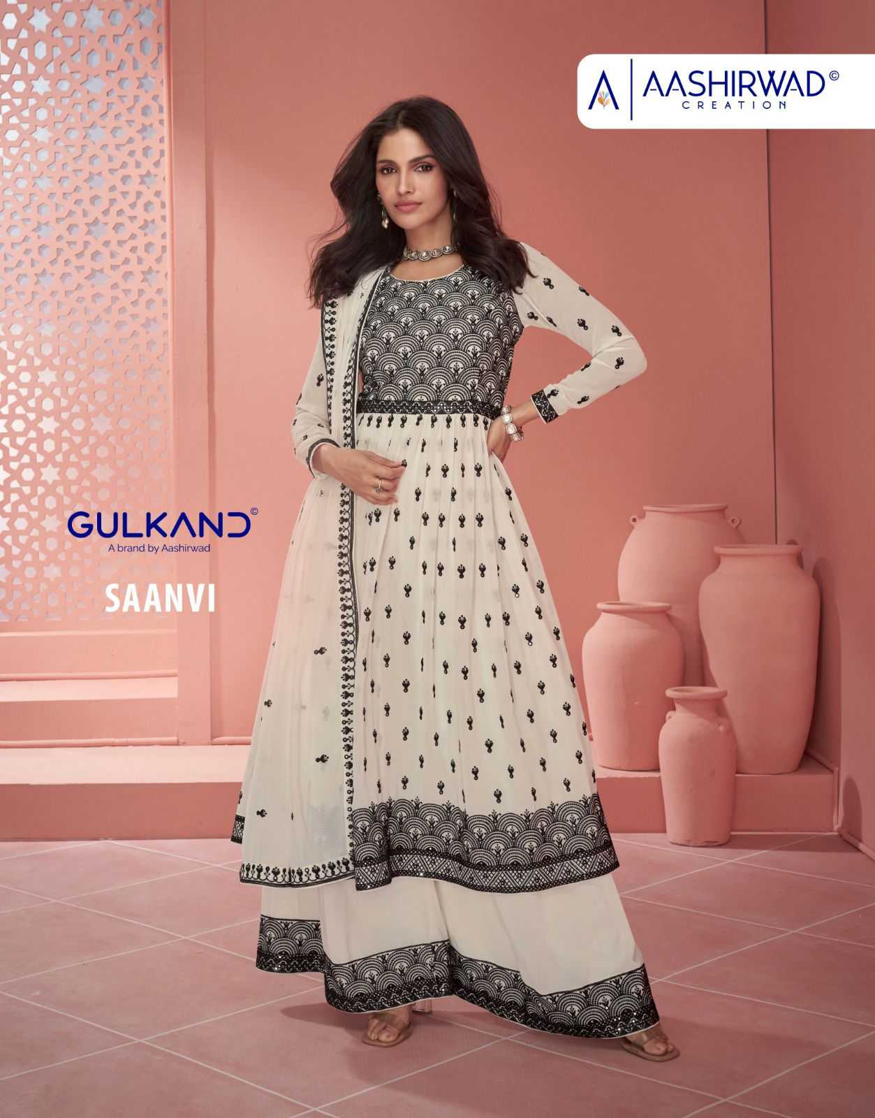 aashirwad creation gulkand saanvi readymade festive wear plazzo style salwar kameez
