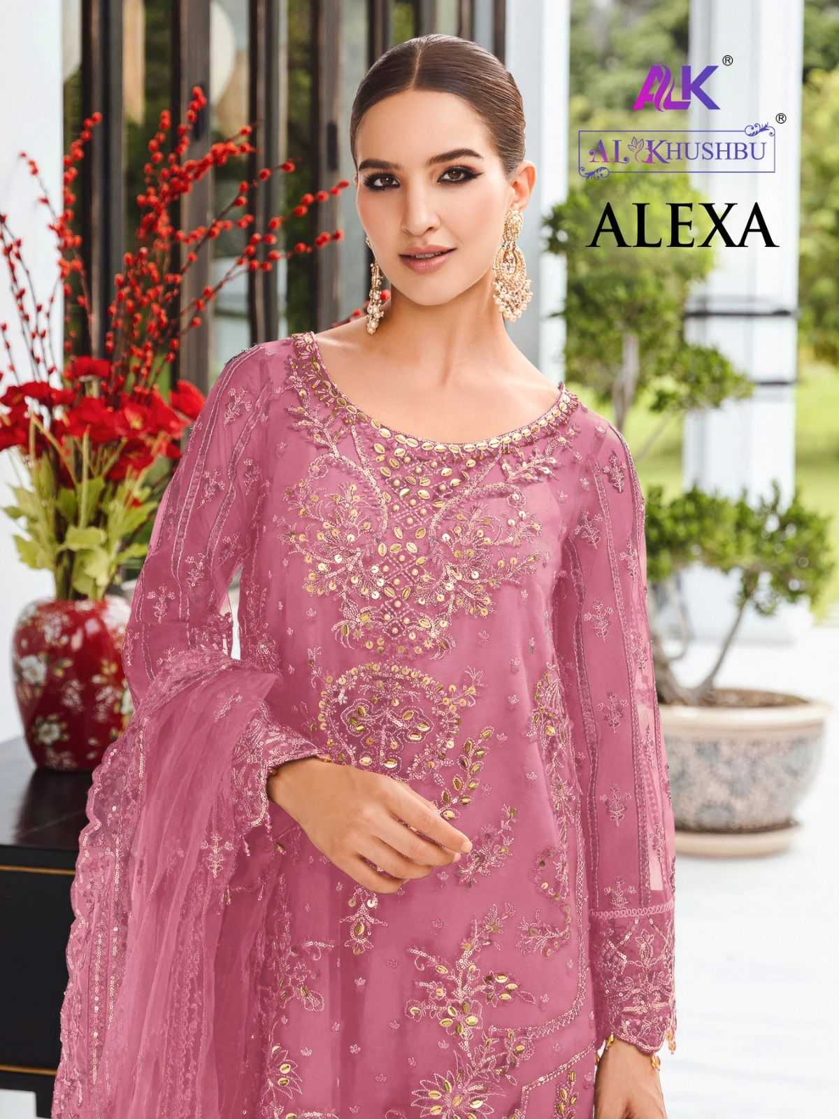 al khushbu alexa vol 1 5074 abcd pakistani heavy embroidery work unstitch suit