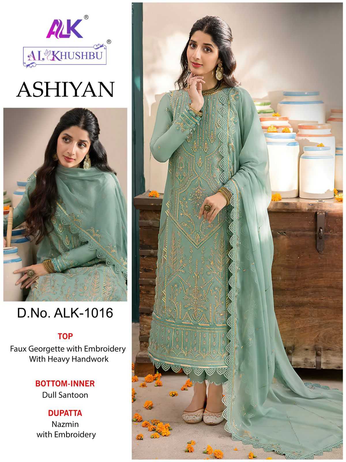 al khushbu ashiyan 1016 pakistani work unstitch suit single design