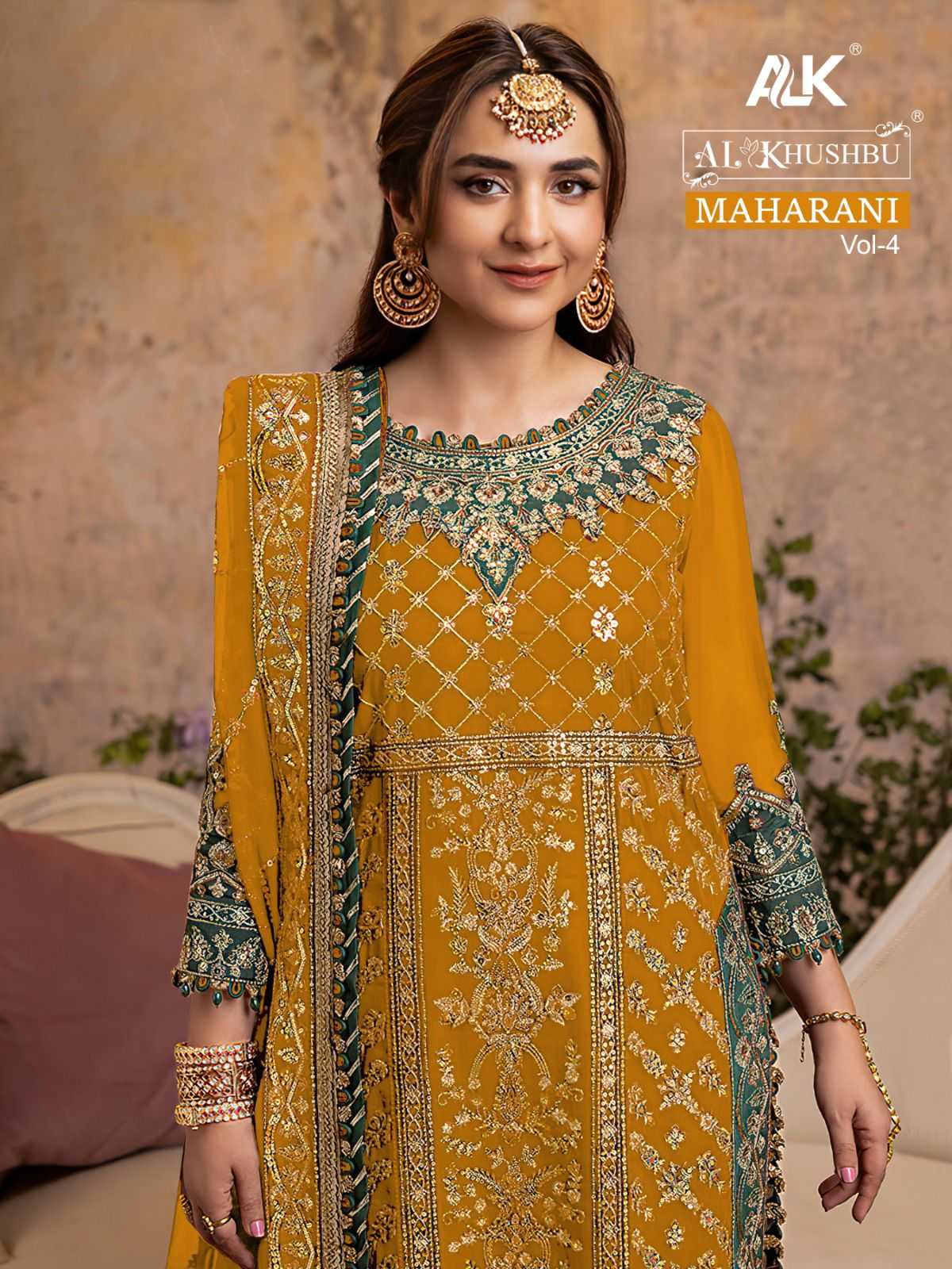 al khushbu maharani vol 4 5082 abcd pakistani heavy embroidery work unstitch suit