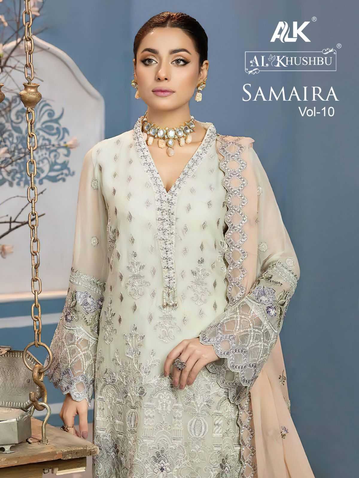 al khushbu samaira vol 10 festive wear pakistani moti work dress material