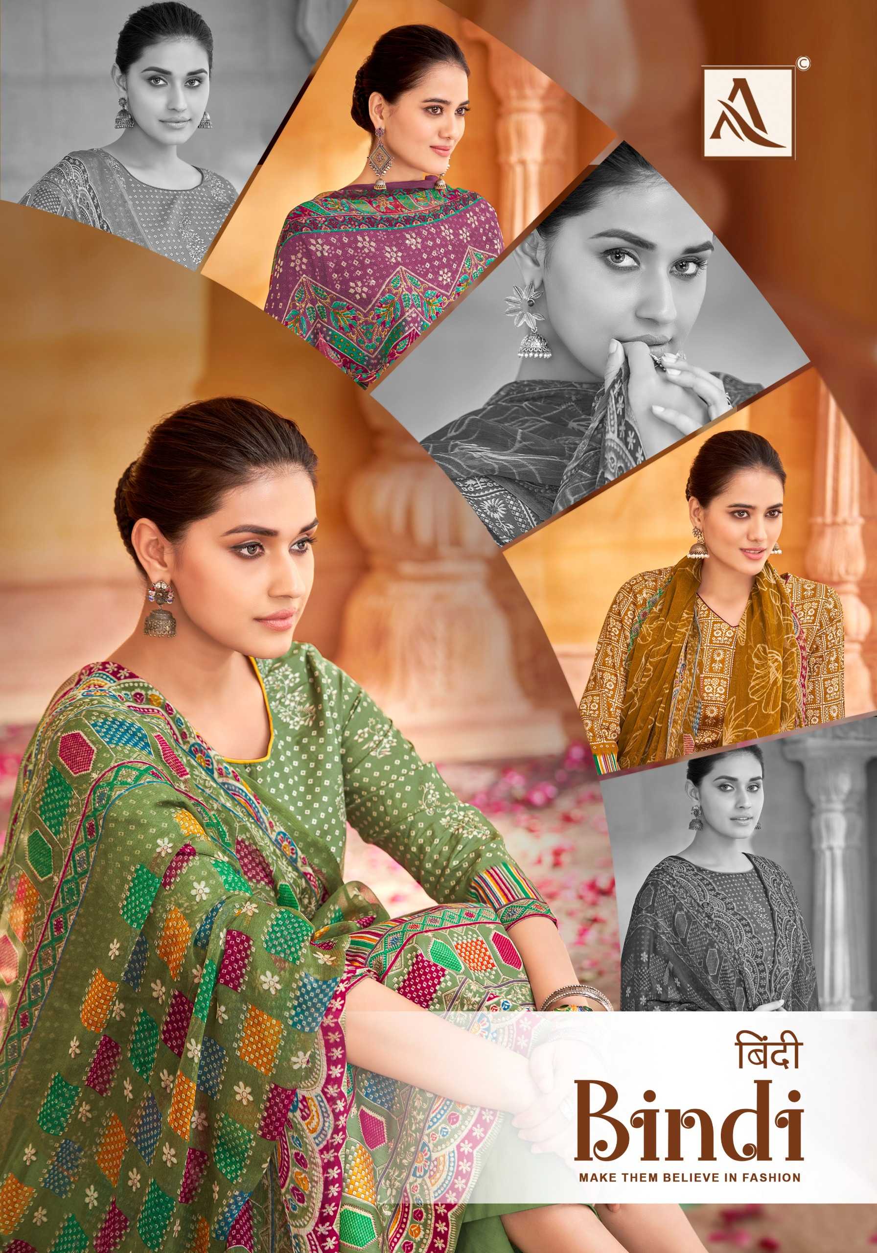 alok suit bindi elegant handwork dress material