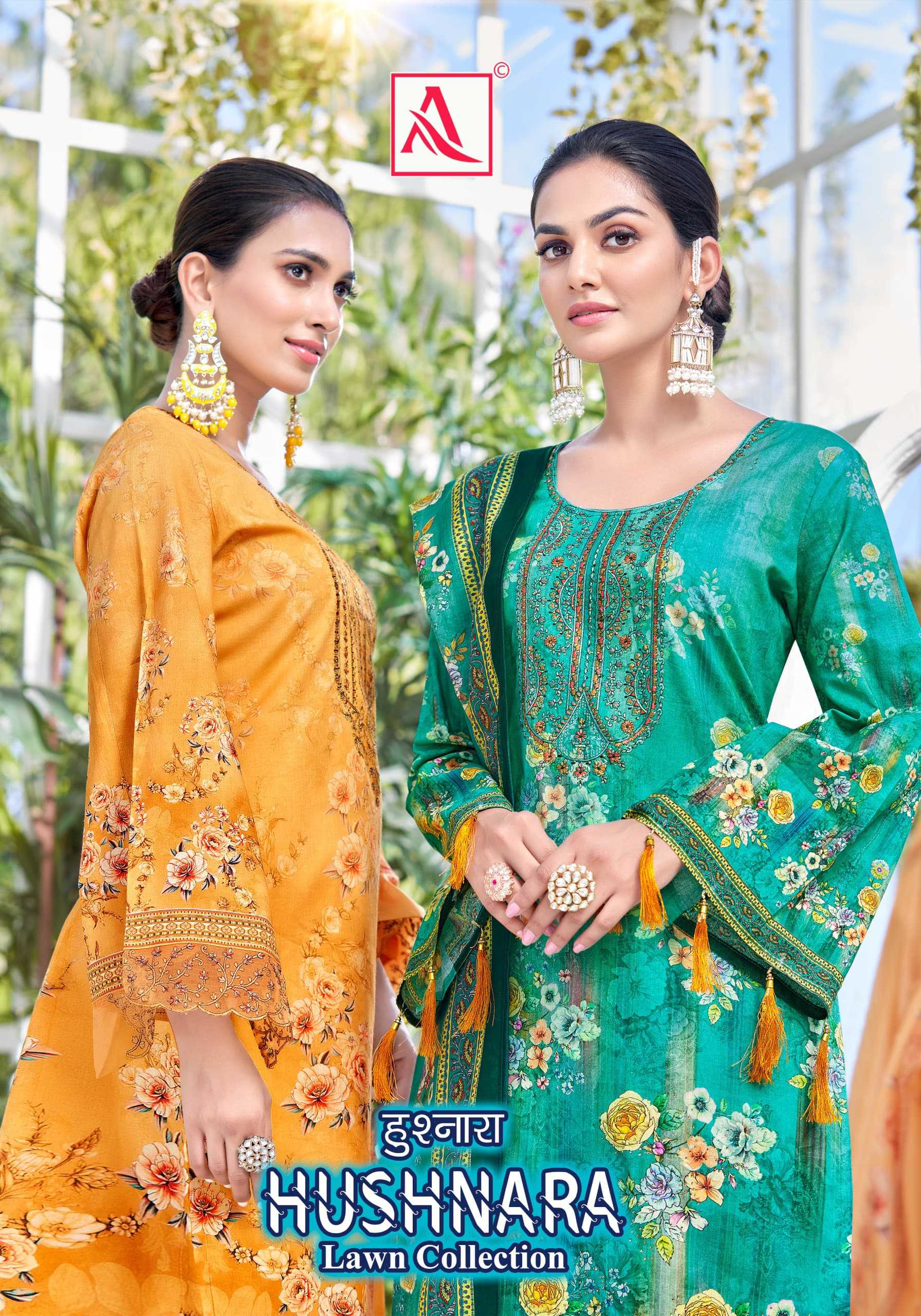 alok suit hushnara pakistani diamond work dress material collection