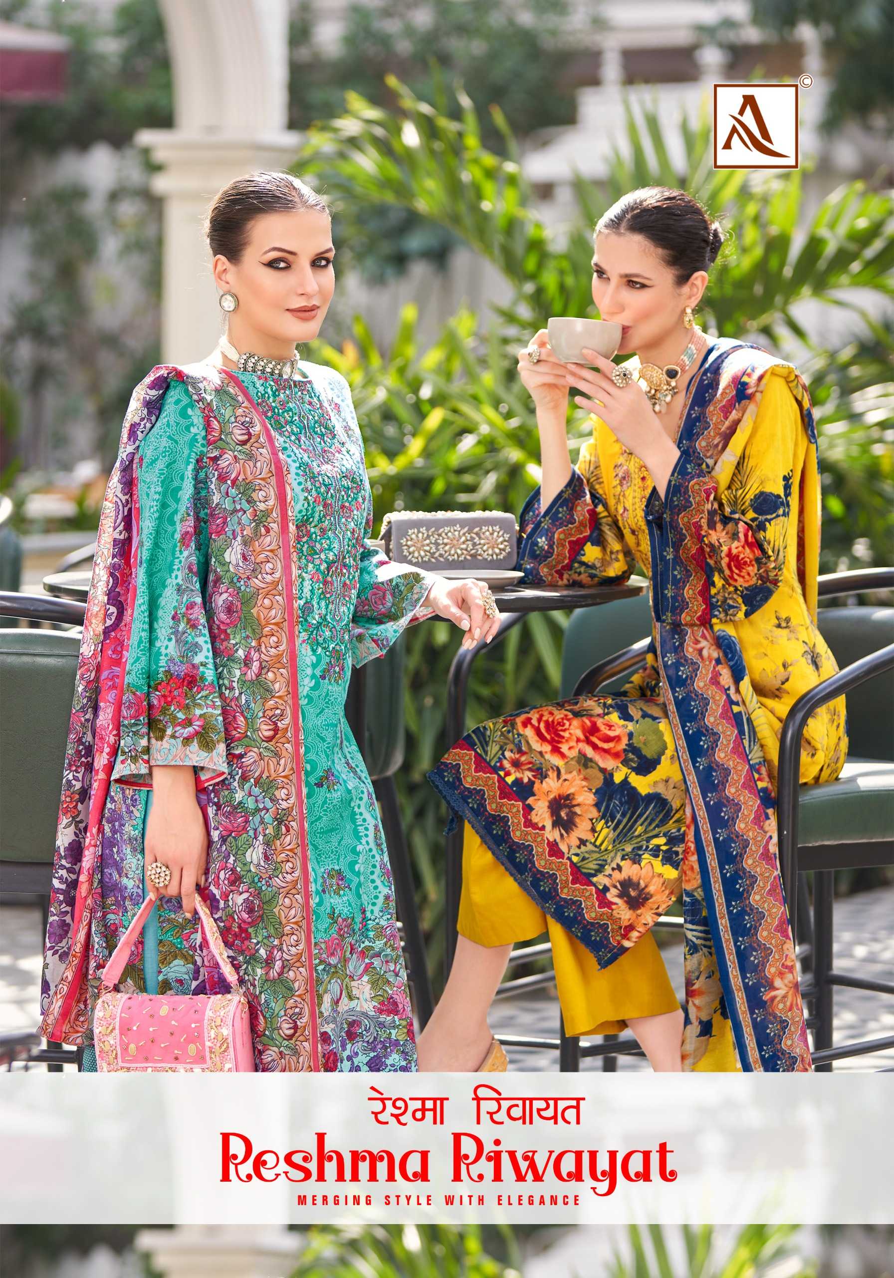alok suit reshma riwayat adorable pakistani print unstitch salwar kameez collection