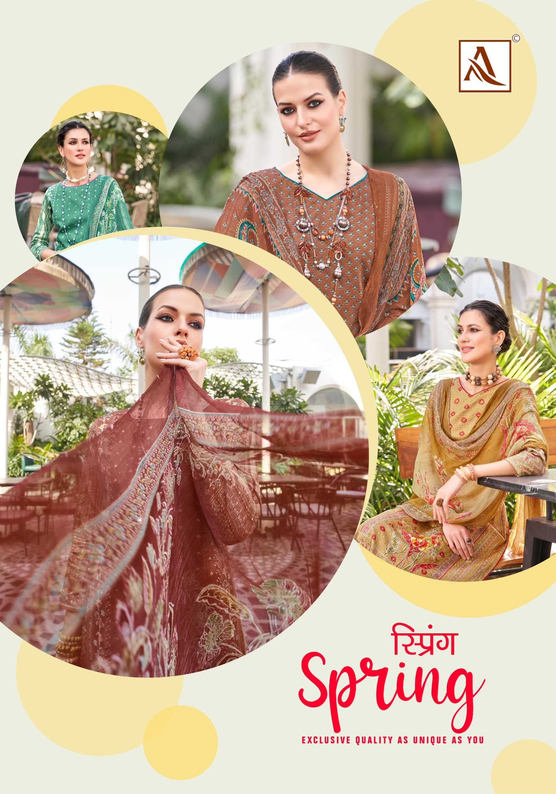 alok suit spring elegant handwork fancy salwar kameez material with mul mul dupatta