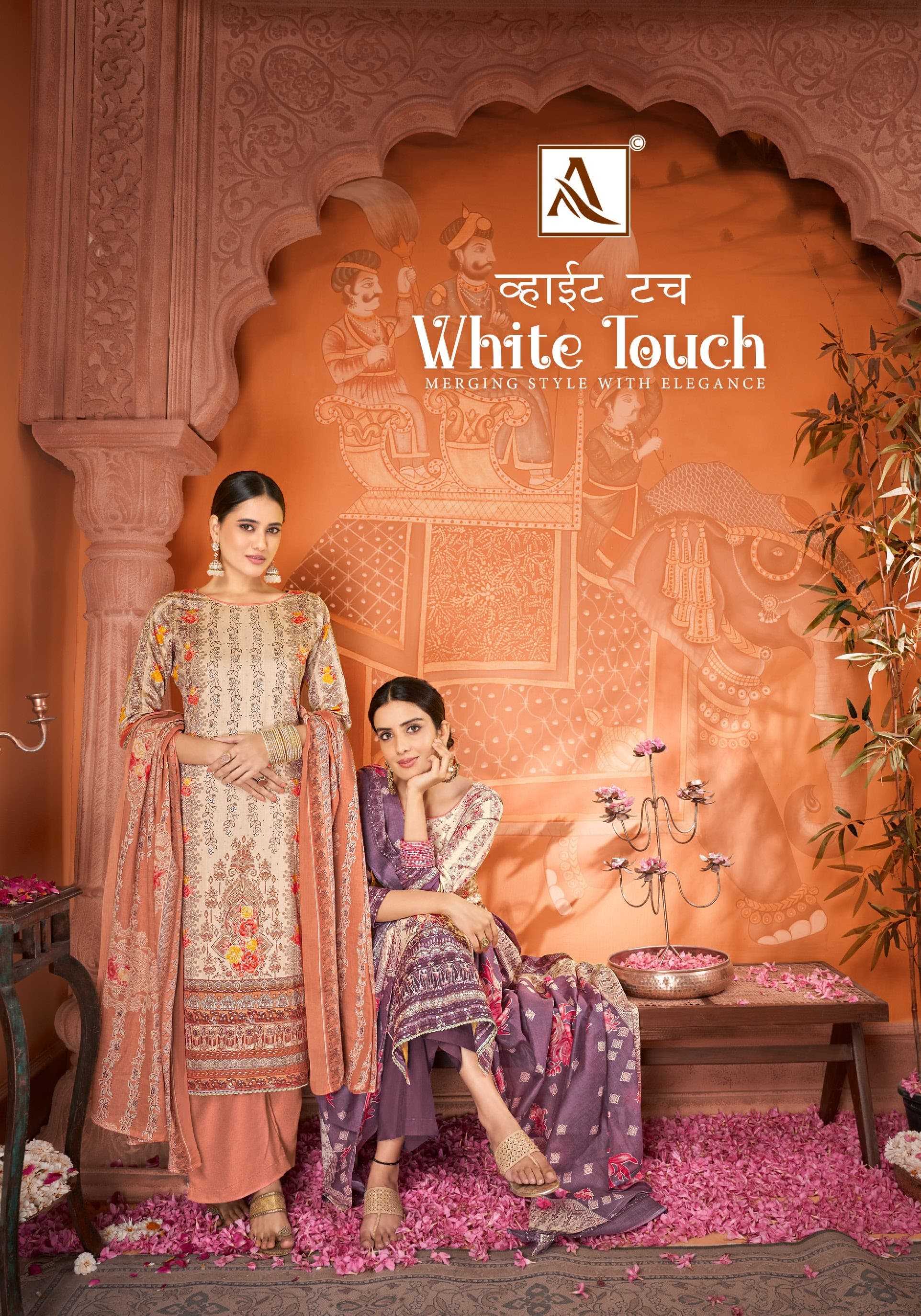 alok suit white touch adorable work pakistani unstitch salwar kameez