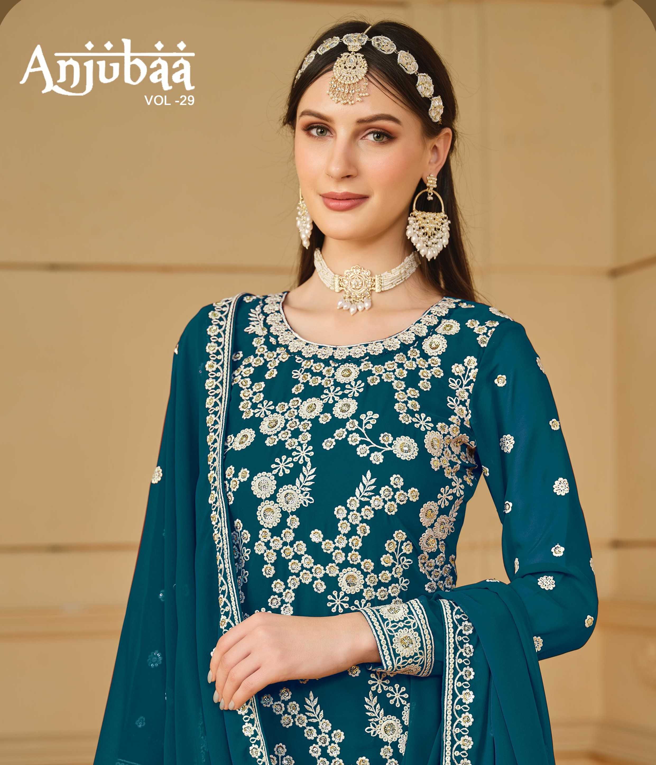 anjubaa vol 29 designer wedding wear semi stitch salwar kameez