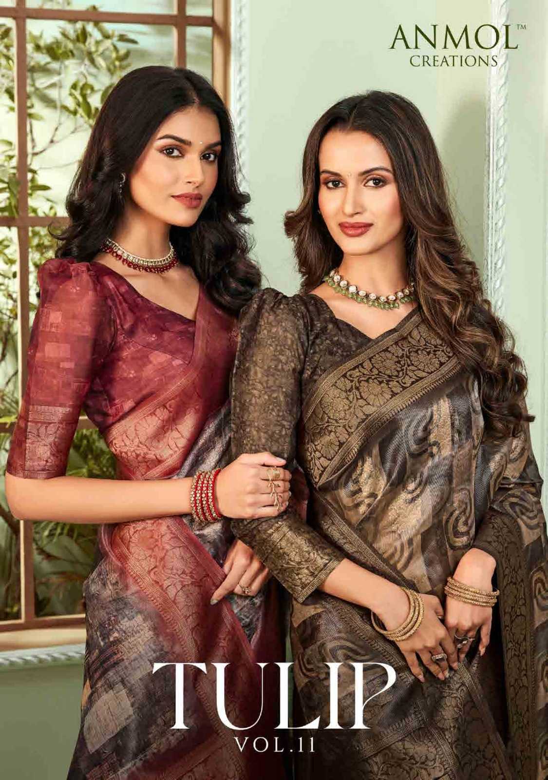 anmol creation tulip vol 11 beautiful digital print function wear tissue sarees