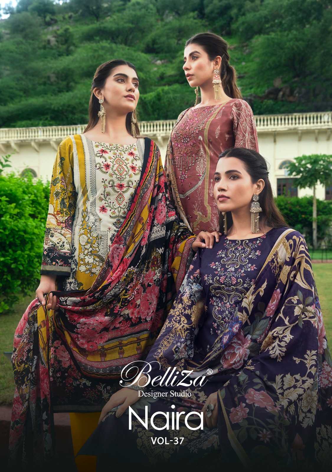 belliza designer naira vol 37 casual wear cotton printed dress material 