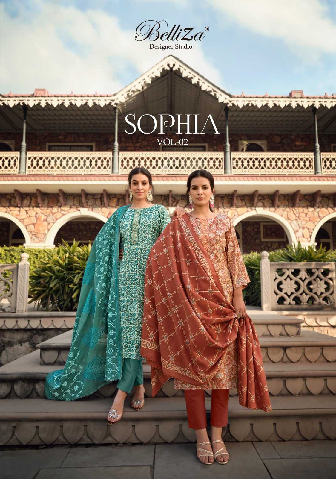 belliza designer sophia vol 2 pakistani cotton printed dress material