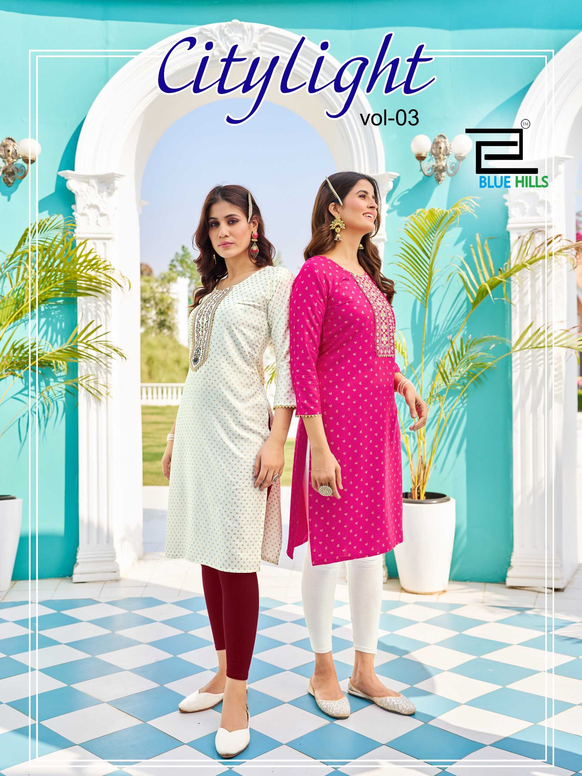 blue hills city light vol 3 stitch simple ladies kurti in big sizes