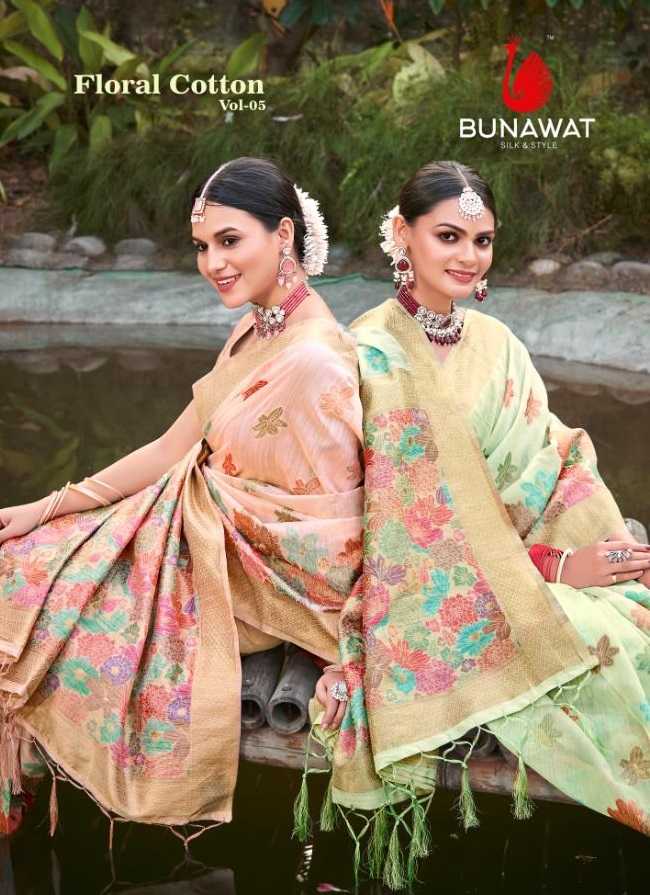 bunawat floral cotton vol 5 designer cotton saris wholesaler