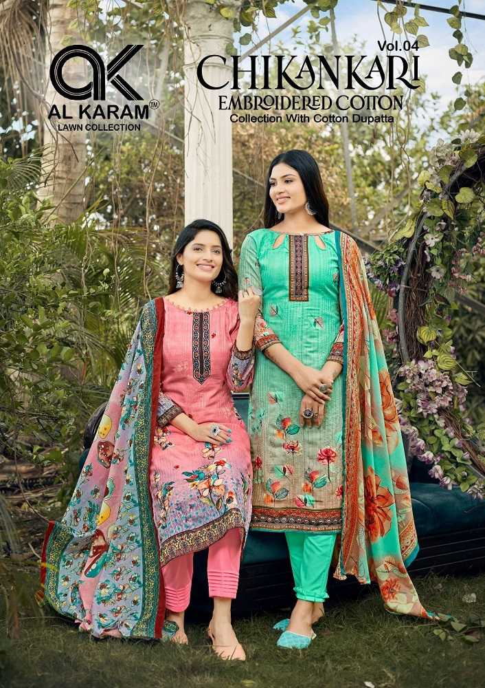 chikankari vol 4 by al karam embroidered cotton pakistani suits