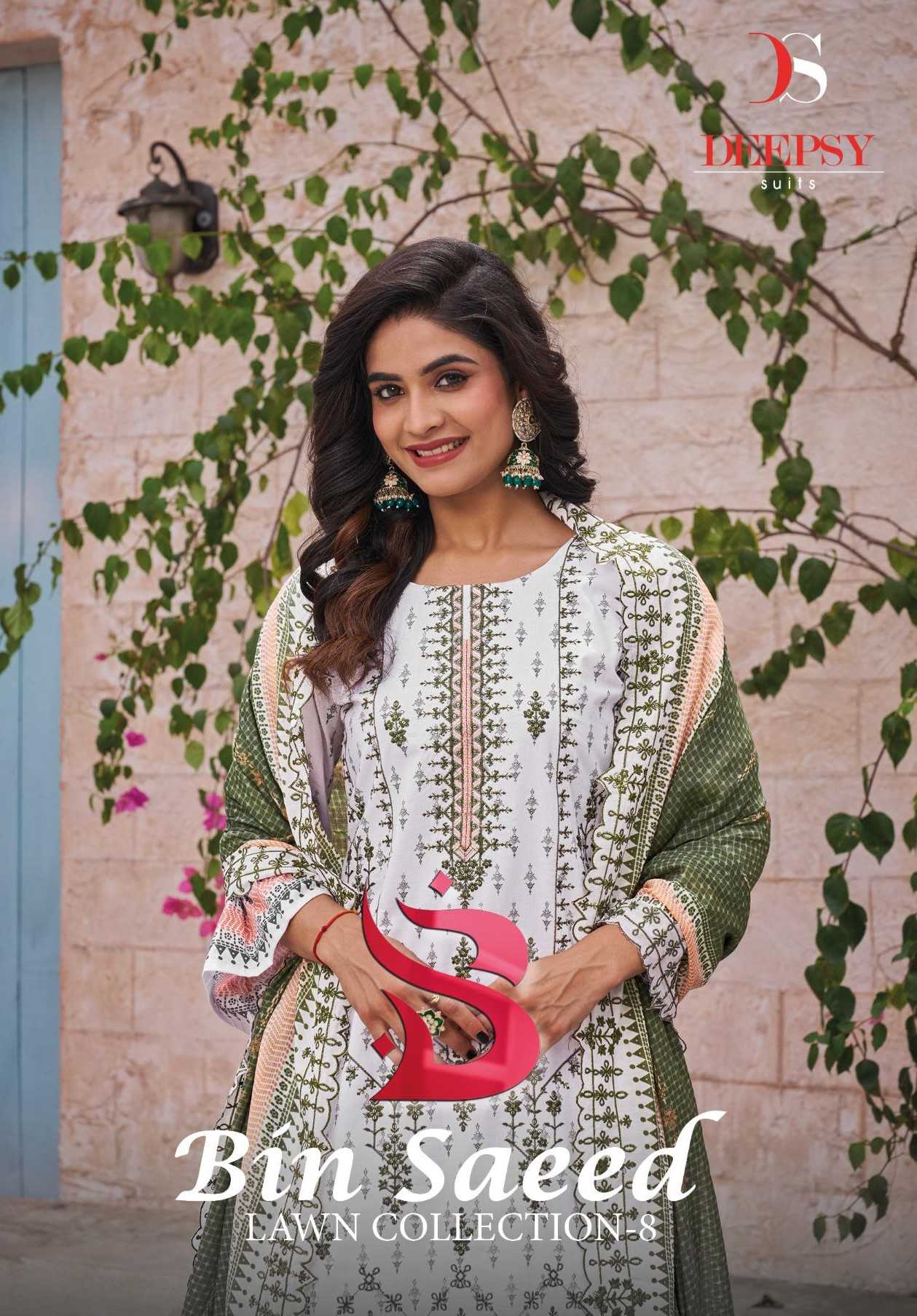 deepsy suits bin saeed vol 8 pakistani printed cotton unstitch suit