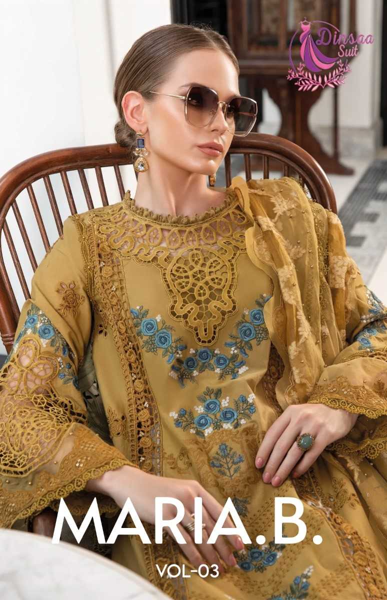 dinsaa maria b vol 3 nx pakistani cotton embroidery work unstitch salwar kameez