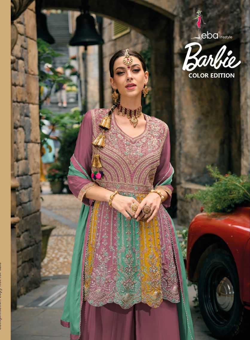 eba lifestyle barbie color edition fullstitch embroidery and diamond work salwar kameez