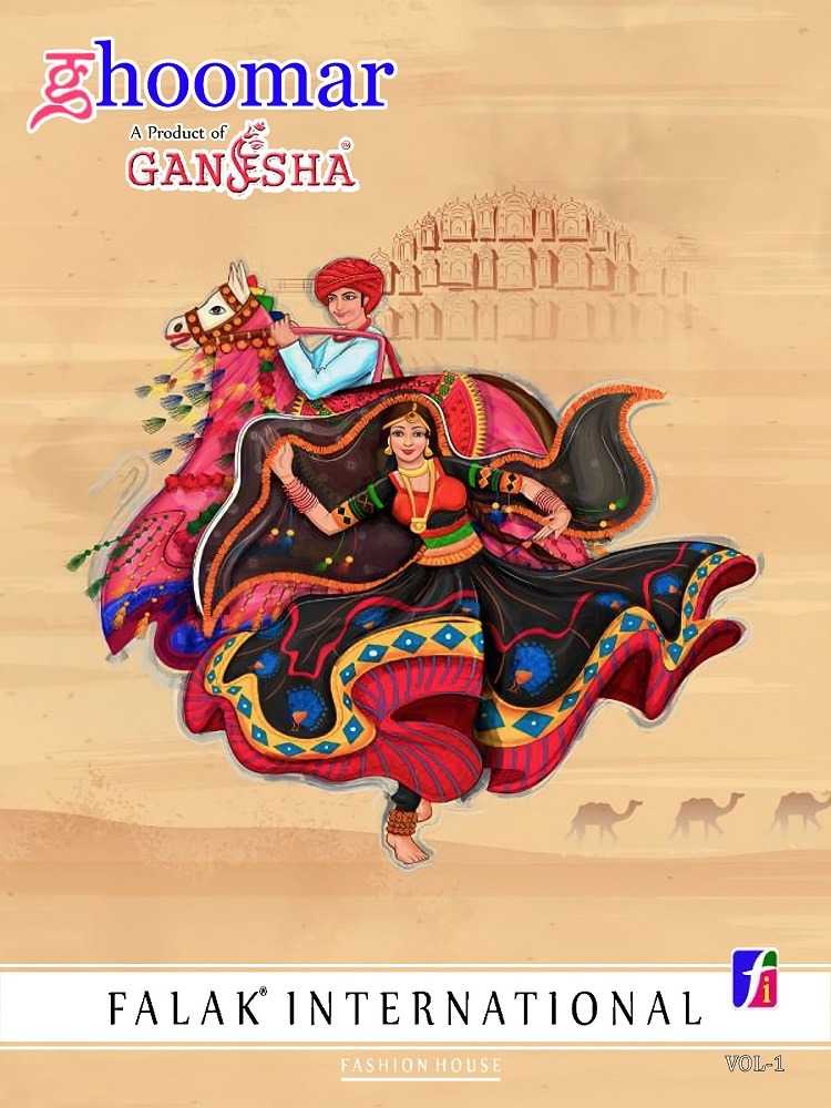 ganesha ghoomar vol 1 by falak fancy printed cotton sarees catalog
