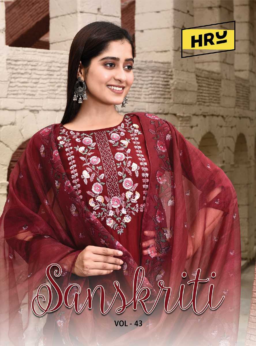 hru sanskriti vol 43 readymade embroidery work salwar kameez