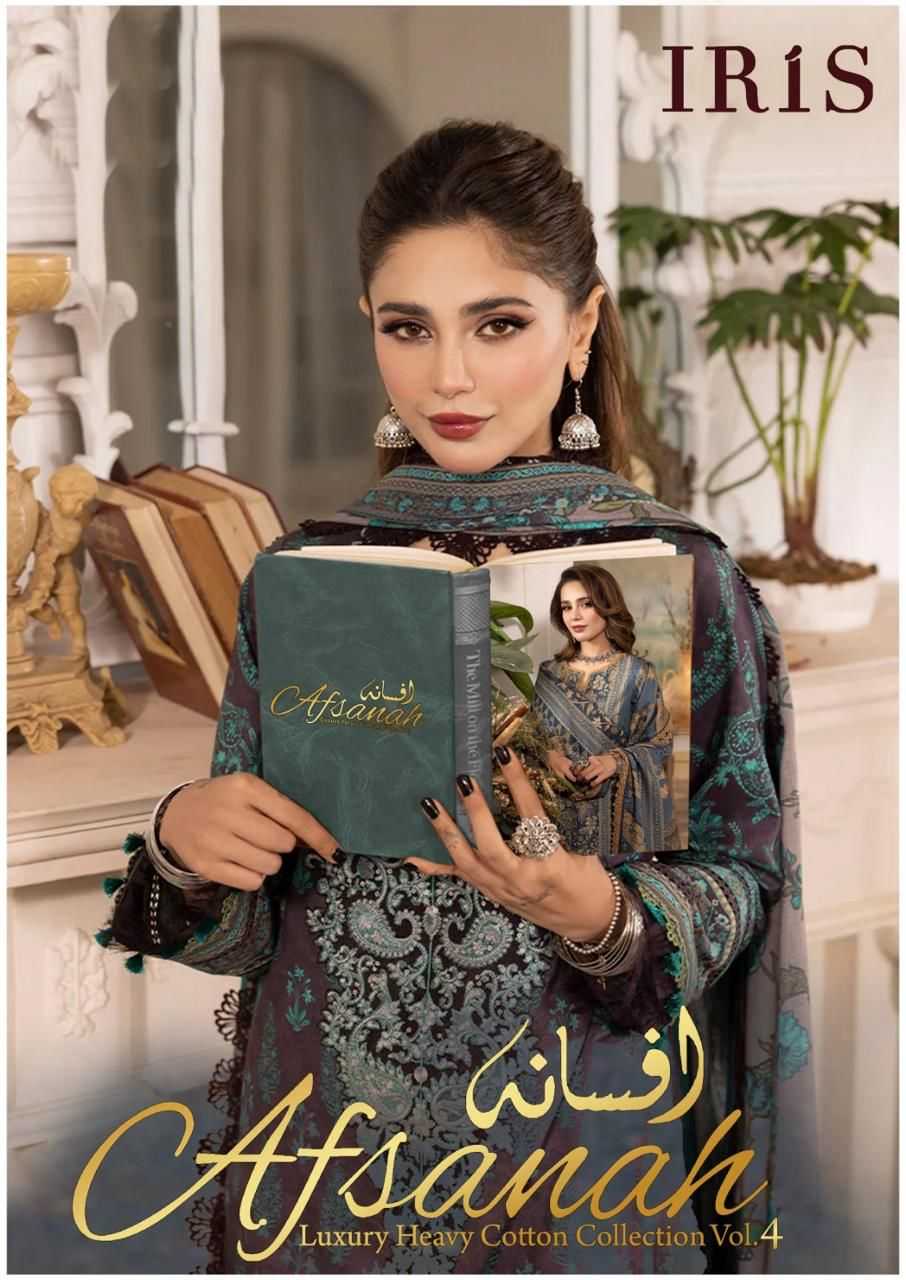 iris afsanah luxury cotton collection vol 4 eid special pakistani unstitch suit 