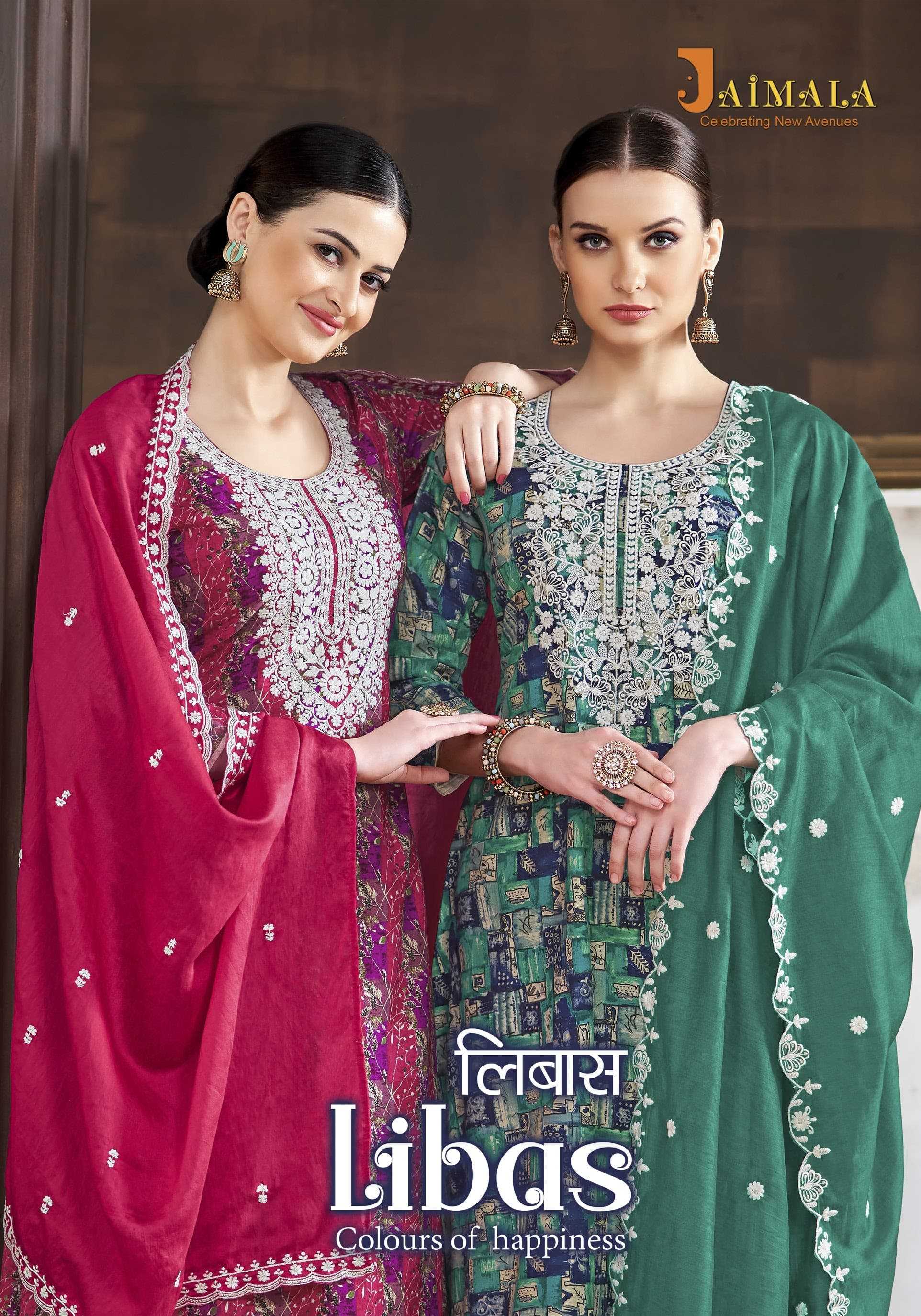 jaimala libas beautiful viscose rayon embroidery work dress material