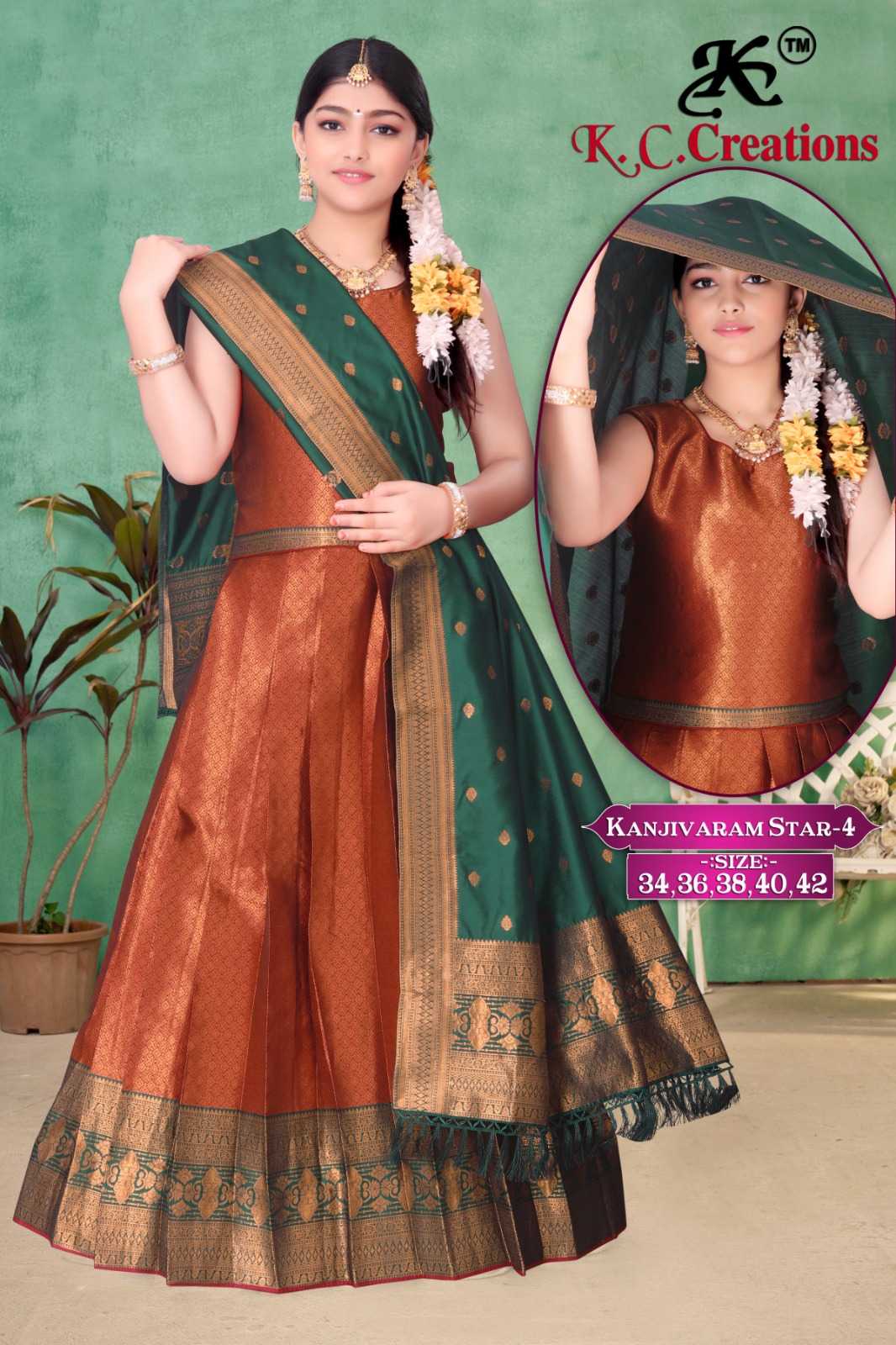 kc creation kanjivaram star vol 4 beautiful occasion wear fullstitch lehenga kids wear