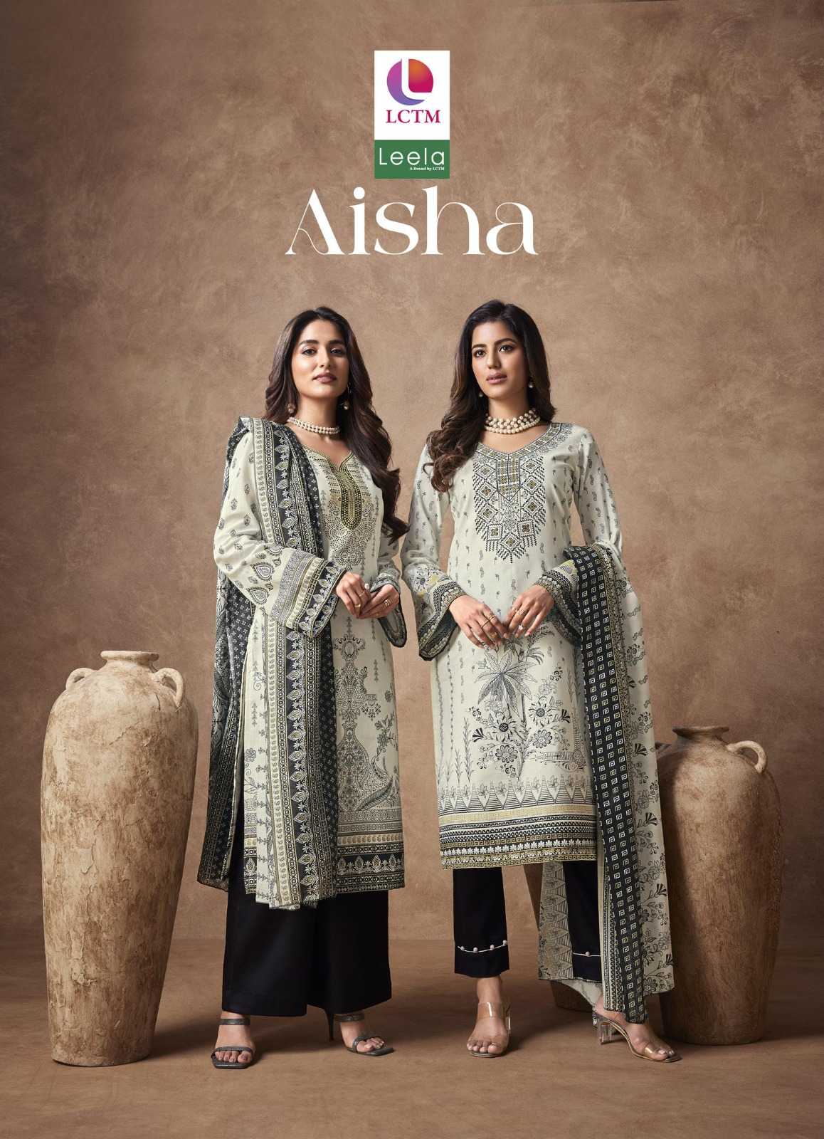 leela designer aisha casual wear pakistani cotton printed dress material