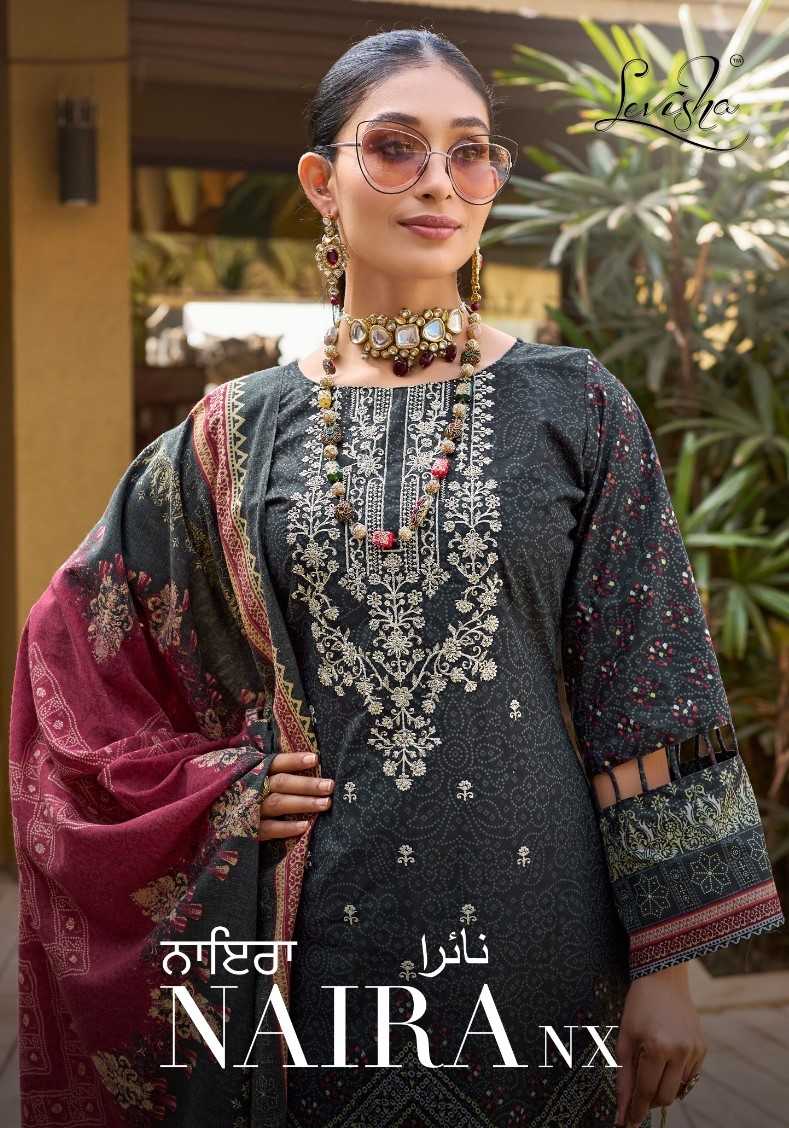 levisha naira nx pakistani print with embroidery work dress material